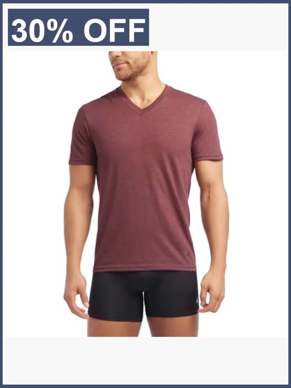 3 Pack Men's Cotton Stretch V-Neck Undershirts - Short Sleeve, Tagless